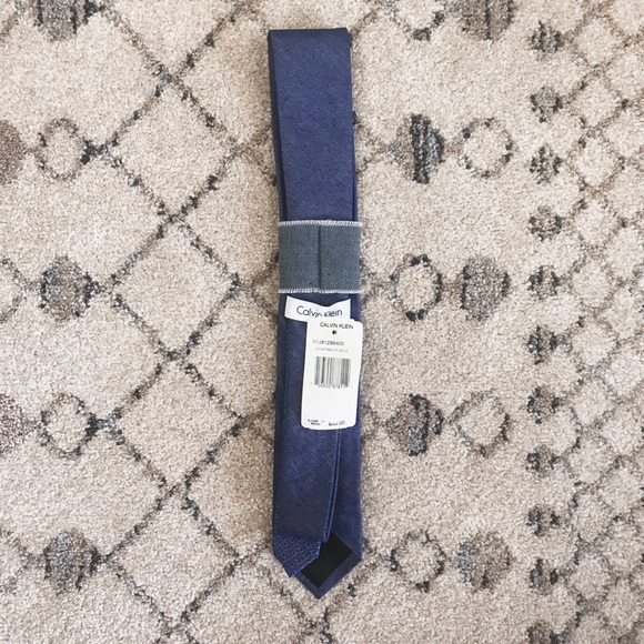 3 for $30 Calvin Klein NWT Solid Denim Blue Tie - Picture 2 of 5